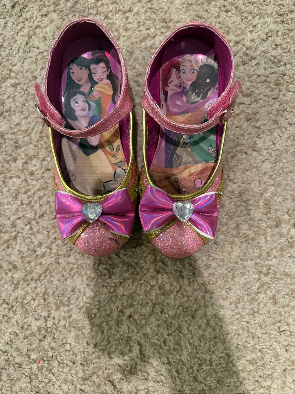 Girls Pink Glitter Princess Bow Mary Jane Shoes
